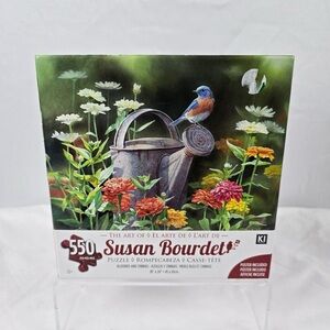 Karmin Puzzle 550 Piece Susan Bourdet Bird Watercan Flowers 18" x 24"